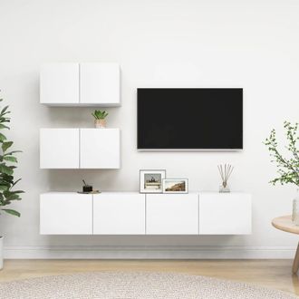 Berkfield Home 4 Piece TV Cabinet Set White Engineered Wood