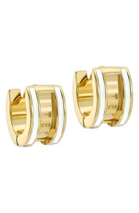 Ted Baker Rolo Classic Color Huggie Hoop Earrings in Metallic Gold White at Nordstrom