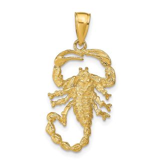 Diamond2Deal 14k Yellow Gold Solid Polished Open-Backed Scorpion Pendant