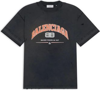 Balenciaga Tops, Heren, Zwart, M, Katoen, Maison Medium Fit T-shirt