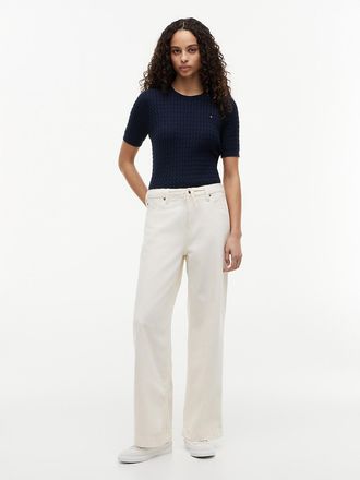 Tommy Hilfiger Womens Pull-On Wide Leg Jean - Eggshell - 10
