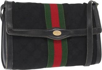 Gucci Pre-owned Vintage Canvas Crossbody Tas - Dames - Vintage Schoudertas - Zwart - ONE Size - Vintage