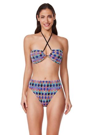 Gottex Retro Riviera Bandeau Halter Netted Crochet Bikini Top in Multi at Nordstrom, Size 14