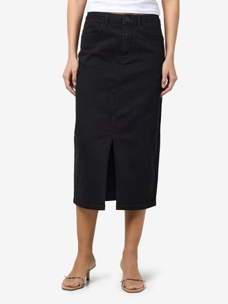 Noisy May Jeansrock NOISY MAY NMKATH NW SLIT MIDI SKIRT VI478BL NOOS, Damen, Gr. XS (34), schwarz (schwarz denim), Denim/Jeans, Obermaterial: 99% Baumwolle, 1% 