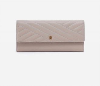 Hobo Jill Large Trifold Wallet In Warm Grey