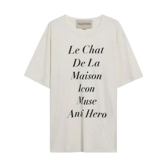 Valentino Garavani Tops, Heren, Wit, M, Katoen, T-Shirt Anti Hero Le Chat de la Maison