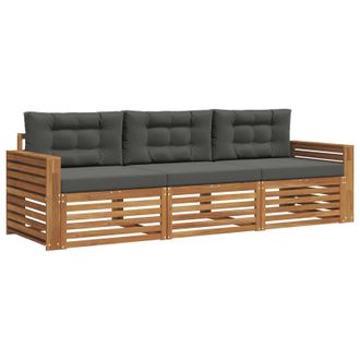 vidaXL Conjunto De Sof&aacute;s De Exterior 3 Pcs Natural Y Antracita Vidaxl