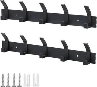OEM Perchero De Pared, Perchero De 2 Piezas Con 5 Ganchos, Perchero De Pared, Perchero De Pared Sin Taladrar, Ba&ntilde;o Y Dormitorio (negro)