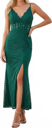Morgan & Co. Lace Maxi Dress In Teal