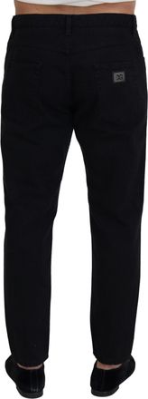 Dolce & Gabbana Mens Black Loose Regular Torn Cotton Jeans Clothing