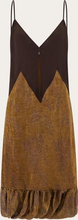 Ferragamo Women Satin and linen slip dress Beige