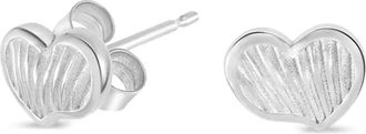 Dower & Hall Humbug Heart Studs geribbelde oorbellen - Zilver