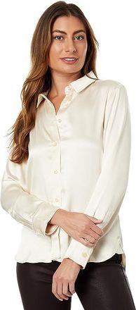7 For All Mankind Satin Shirt Womens Clothing Cream : MD (US 8-10), Polyester/Satin