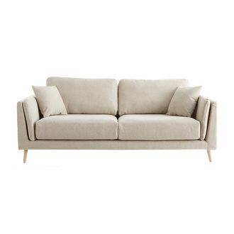 Miliboo Sof&aacute; Moderno 3 Plazas De Tela Beige Natural Vogue
