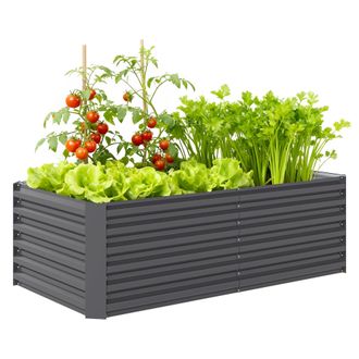 OEM Jardinera Exterior Grande Rectangular De Acero Galvanizado Para Terraza Con Base Abierta 180x90x57,5 Cm Gris