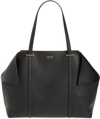 Ferragamo Large Folded Suede Tote in Nero at Nordstrom