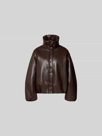 Anine Bing Oversized Jacke mit Leder-Anteil in Dunkelbraun, Gr&ouml;&szlig;e XS