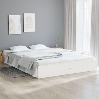 vidaXL Estructura De Cama Sin Colch&oacute;n Madera Maciza Blanco 120x200 Cm Vidaxl