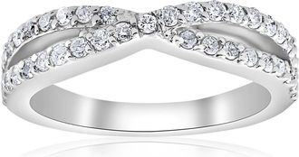 Pompeii3 3/8Ct Diamond Crossover Infinity Stackable Wedding Band Twist Ring White Gold Size Selectable