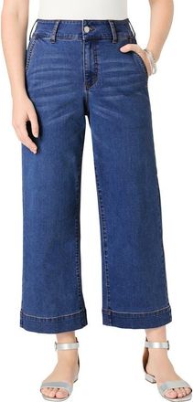 Roaman's Plus Size Wide Leg Crop Jean in Medium Blue at Nordstrom, Size 14