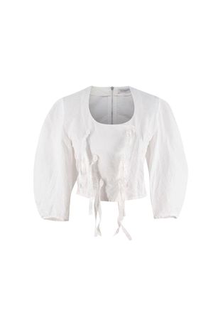 J.W.Anderson Balloon Sleeve White Tie Embellished Top Size XS