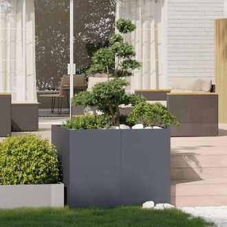 Berkfield Home Planter Anthracite 100x100x80 cm Steel in Dark Grey | Size: 100 x 100 x 80 cm