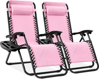 Best Choice Products Set of 2 Zero Gravity Lounge Chair Recliners for Patio, Pool w/ Cup Holder Tray
