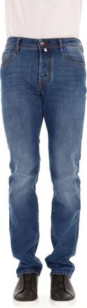 Jacob Cohen Leather Label Bard Jeans - Heren - Slim Fit Jeans - Blauw - W37 - Katoen - Jeans