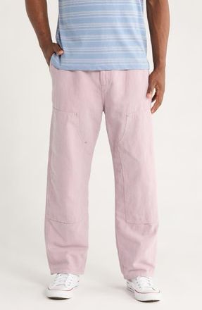 Carhartt Work in Progress Walter Double Knee Cotton & Linen Canvas Pants in Pink Fog (Garment Dyed) at Nordstrom, Size Xx-Large