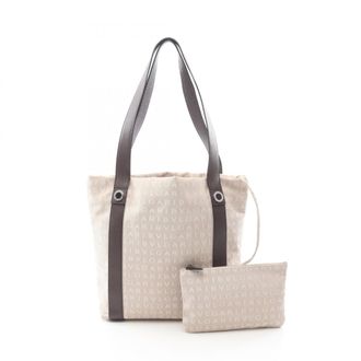 Bulgari Beige Brown Canvas Leather Handbag Tote Bag (Pre-Owned)