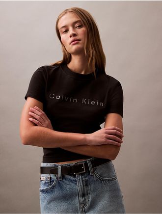 Calvin Klein Jeans Calvin Klein Womens Logo Graphic Slim T-Shirt - Black - XL