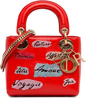 Dior Pre-owned Dior Mini Calfskin Sequin Embellished Lady Dior 18-MA-1126