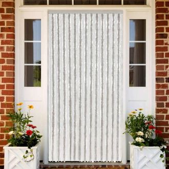 vidaXL Cortina Antimoscas Chenilla Gris Claro Y Blanco 118x220 Cm Vidaxl