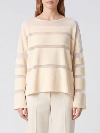 Liviana Conti Top in maglia trasparente in lana vergine con spalle cadute