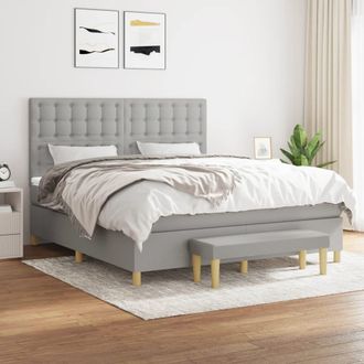 vidaXL Vidaxl - Cama Box Spring Con Colch&oacute;n Tela Gris Claro 160x200 Cm