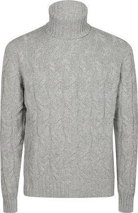 Drumohr Gebreide coltrui - Heren - Cashmere truien - Grijs - XL - Kasjmier - Truien & Vesten