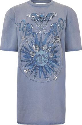 Philipp Plein Open Back T-Shirt Dress Butterfly Tattoo