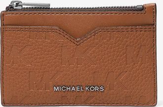 Michael Kors Hudson Logo Embossed Leather Card Case