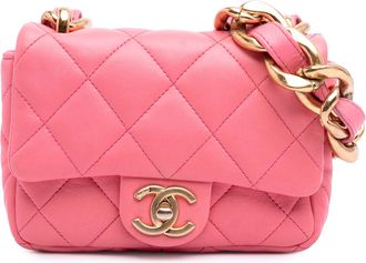 Chanel Pre-owned Womens Mini Flap Quilted Crossbody - Light Pink Leather - One Size