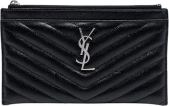 Saint Laurent Pre-owned Clutches, female, Black, Size: ONE SIZE Pre-owned Quilted Leather Clutch