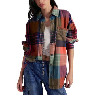 Free People Womens Ashley Plaid Shirt In Ginger Combo