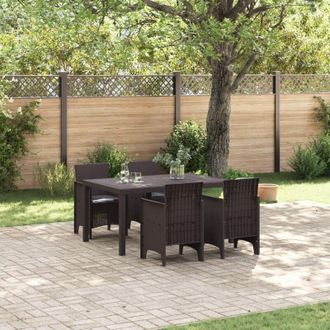 vidaXL Set da Pranzo per Giardino 5 pcs Marrone Rattan Polt - Vidaxl
