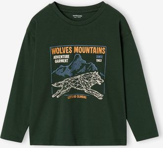 Vertbaudet Jungen Langarmshirt mit Aufdruck gr&uuml;n