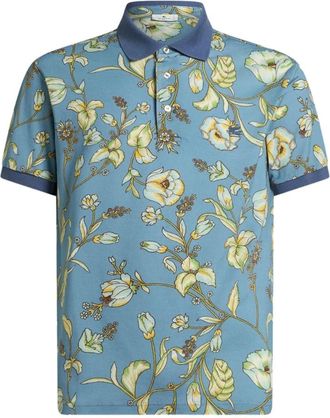 Etro Gedrukt poloshirt met korte mouwen - Heren - Polos - Blauw - XL - Tops