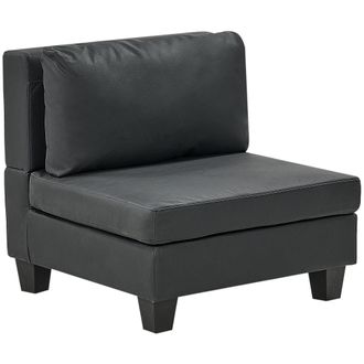 Beliani Beliani - Sill&oacute;n De Piel Sint&eacute;tica M&oacute;dulo 1 Plaza Acolchado Con Coj&iacute;n Negro Unstad