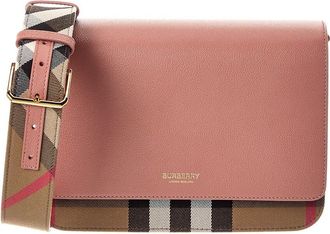 Burberry Check Canvas & Leather Shoulder Bag