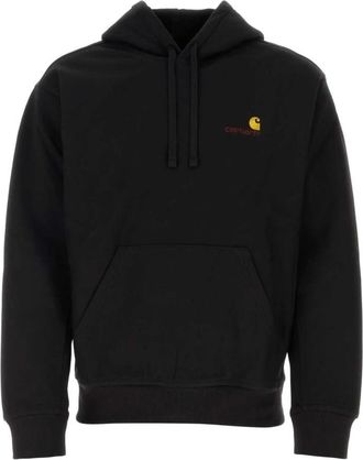Carhartt Work in Progress Hooded American Script Sweatshirt - Heren - Hoodies - Zwart - M - Katoen - Hoodies & sweatvesten