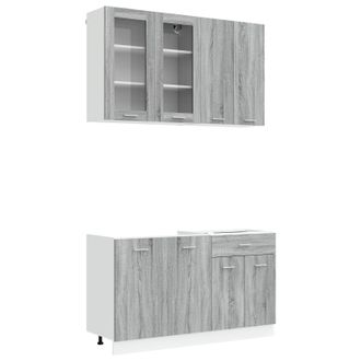 vidaXL Unidad De Cocina Lyon 4 Uds. Sonoma Gris Madera De Ingenier&iacute;a Vidaxl