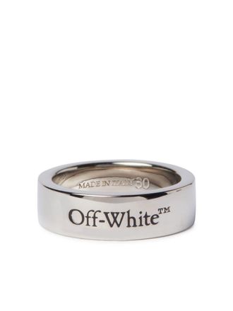 Off-white Anello con logo inciso - Argento
