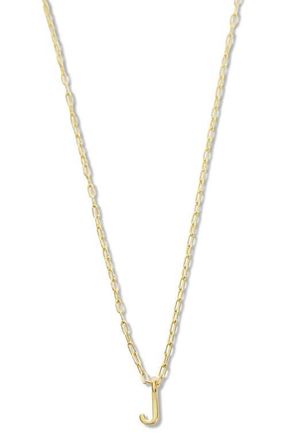 Argento Vivo Initial Pendant Sterling Silver Paper Clip Chain Necklace in Gold - J at Nordstrom